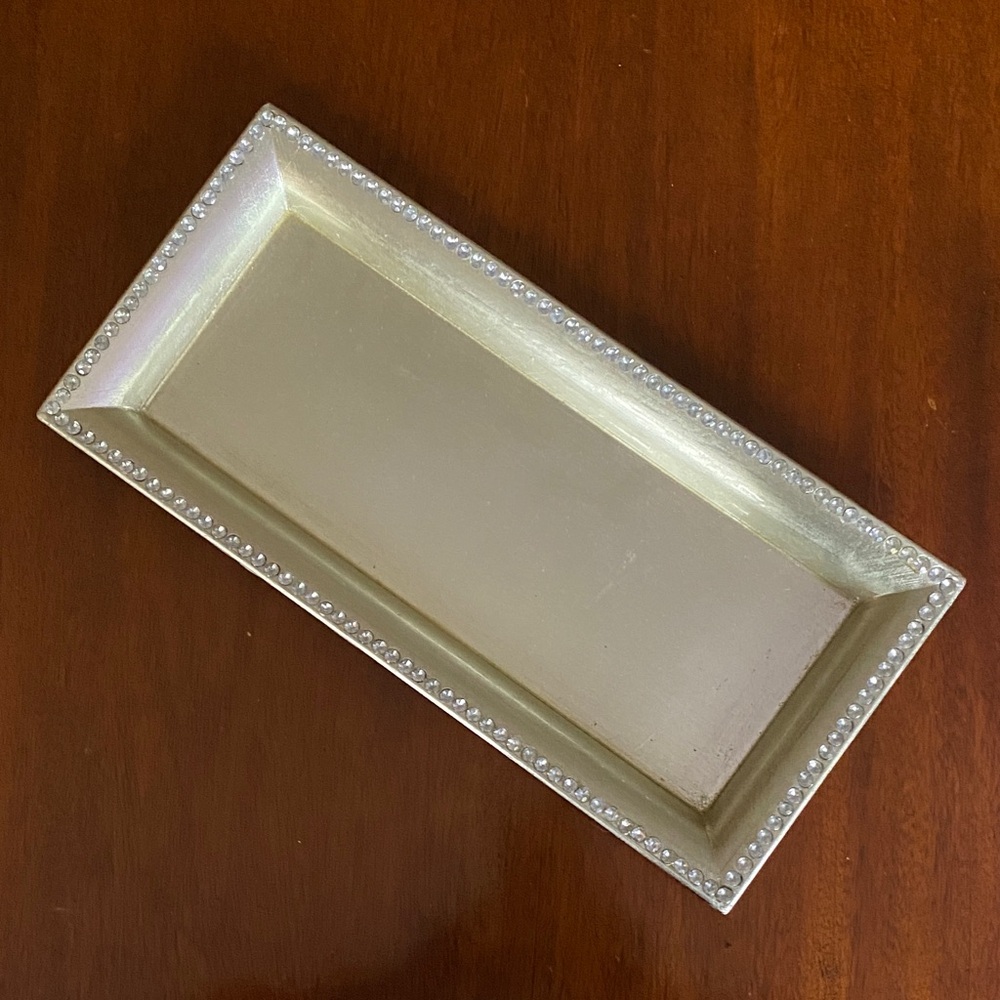 Murval Silver Beaded Vanity Tray